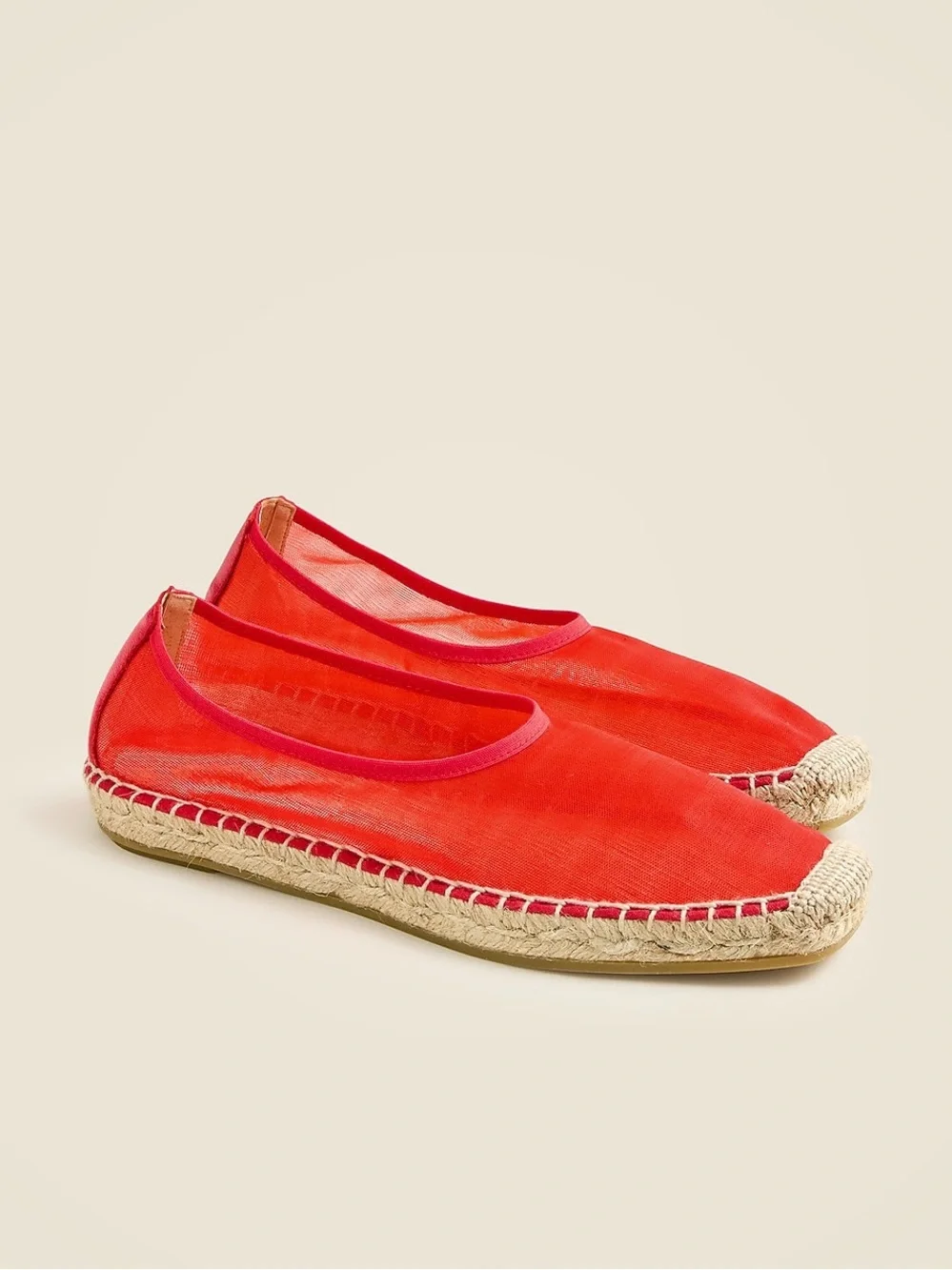 J.Crew Made in Spain Espadrille Flats in Vintage Red Mesh | 9 | NWT